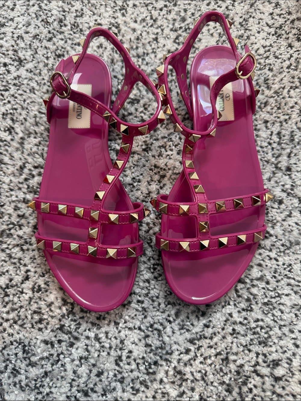 Valentino Garavani Fuchsia Pink Rockstud Jelly Sandals